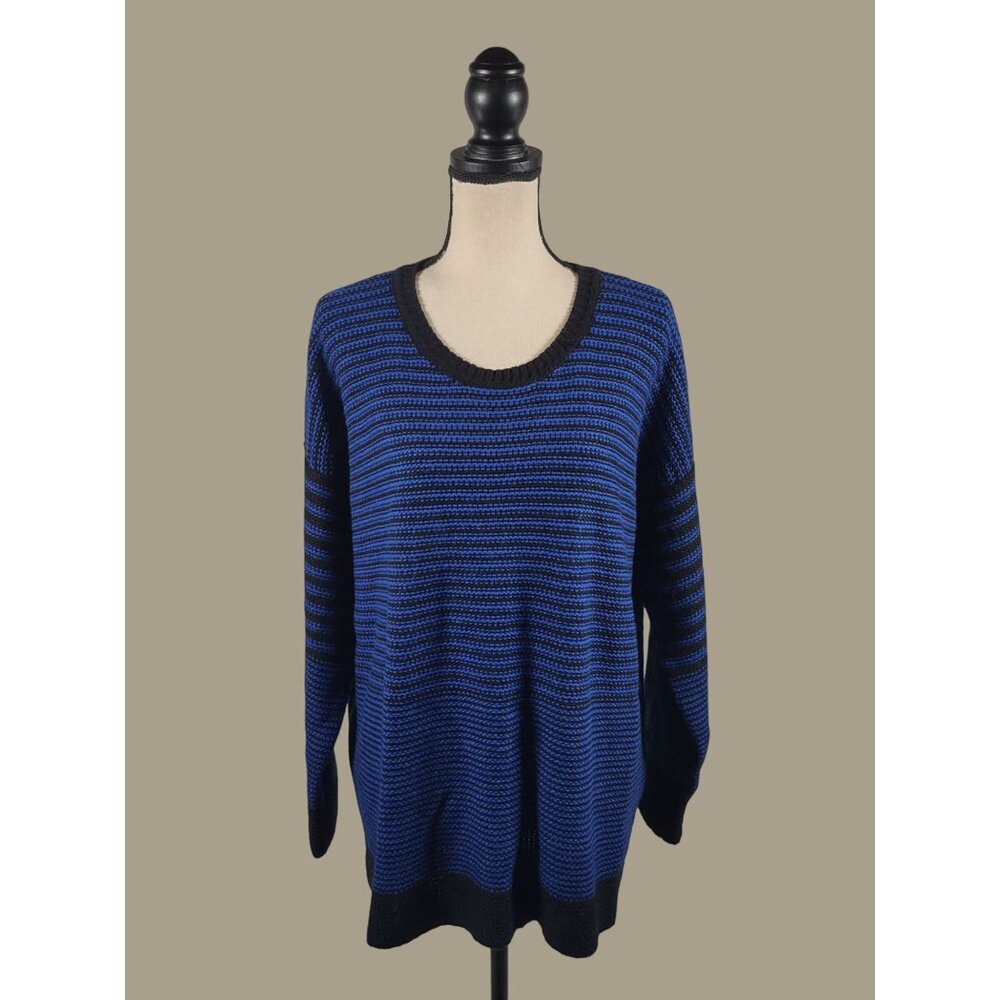 Jones New York Blue and Black Striped Sweater Size 1X NWT